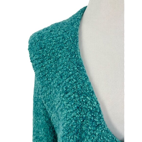 Vtg Y2K Victoria’s Secret Teal V-Neck Ruffled Knit Cardigan | Cottagecore Fairy - Picture 3 of 14